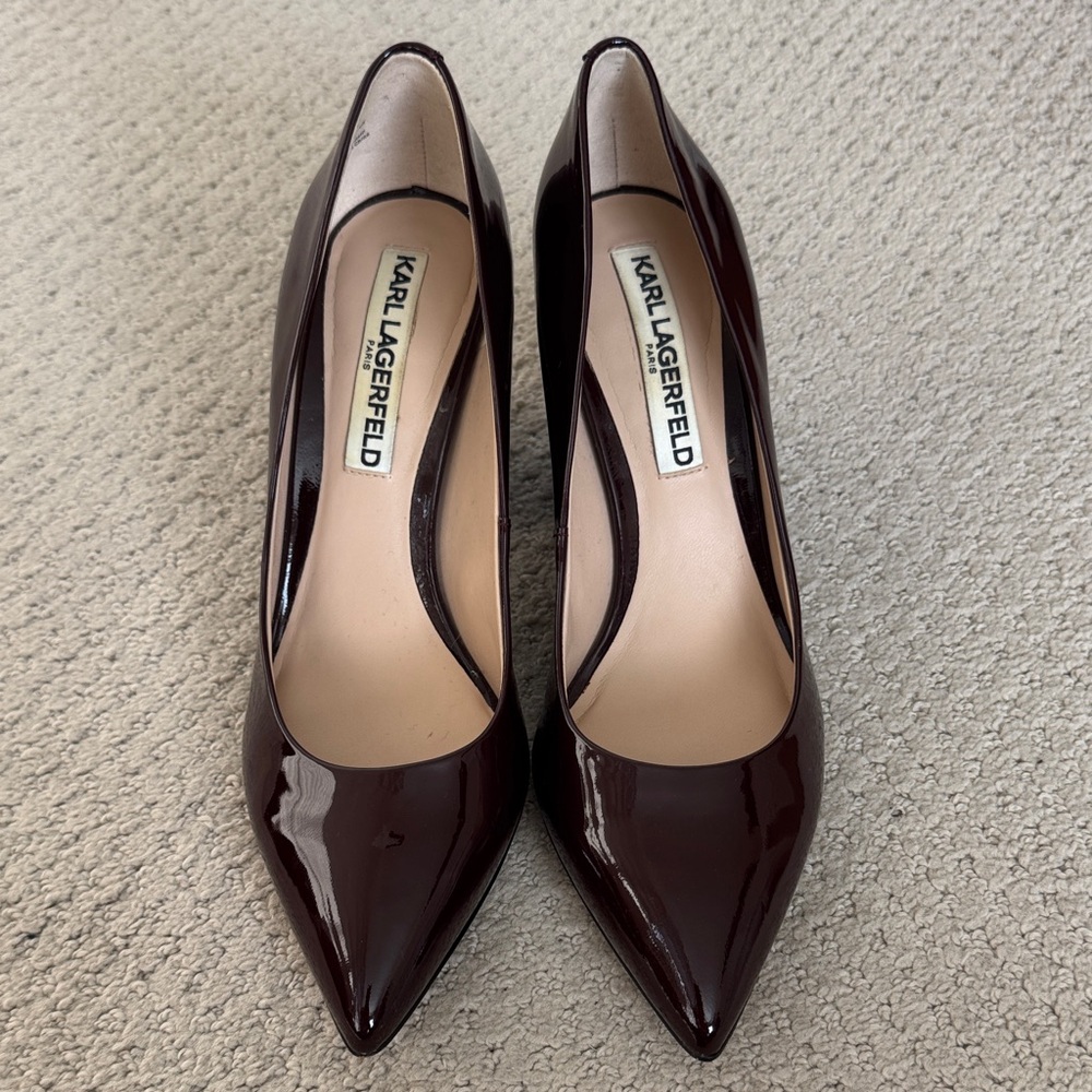 Karl Lagerfeld Women's Patent Oxblood Pumps